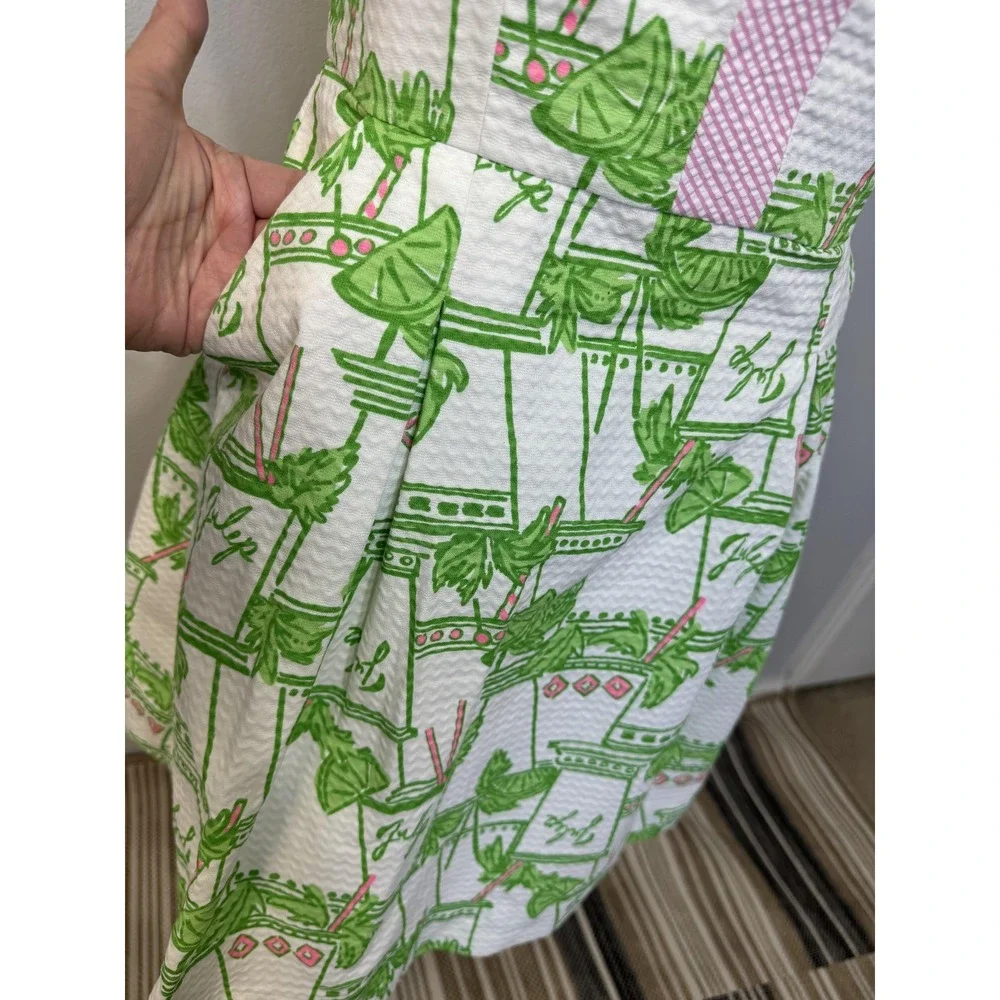 Lilly Pulitzer Dress Women's 4 Mint Julep Derby Strapless Bow Green Pink White - Picture 5 of 16